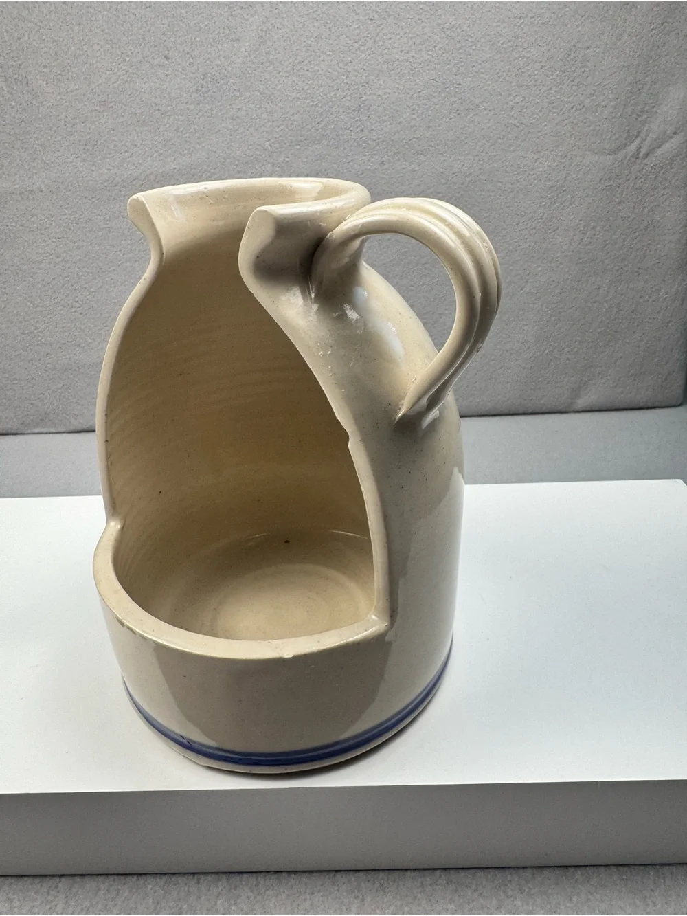 Hilltop pottery Hand-Painted Blue Berry Vine Ceramic Pitcher - Cream